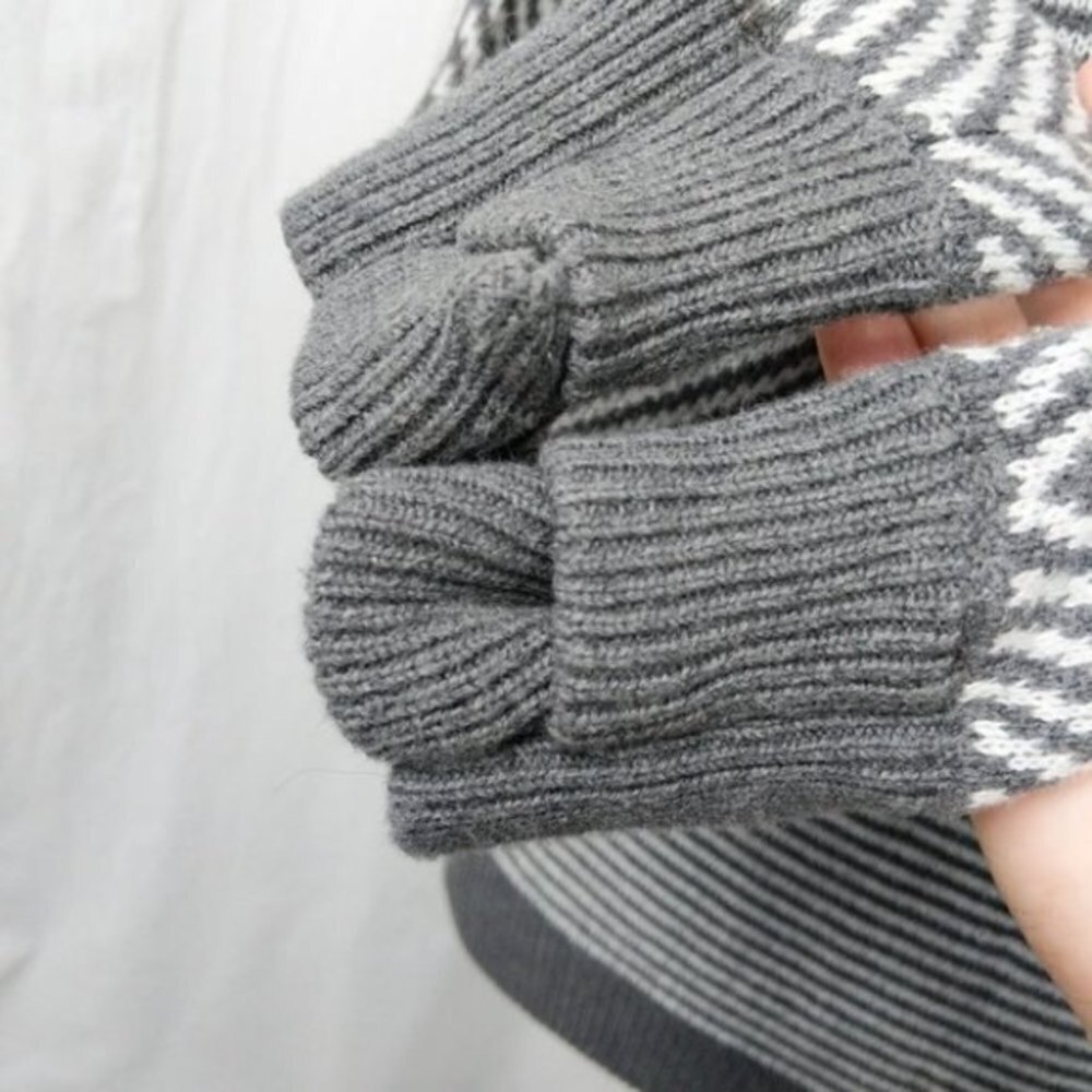 Lululemon Cotton Devi Gray White Striped Sweater 4 - Picture 4 of 5